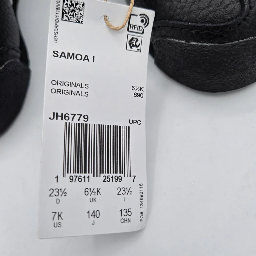 Adidas Samoa I Toddler‎ Shoes Black White Stripes Classic Sneakers 7K